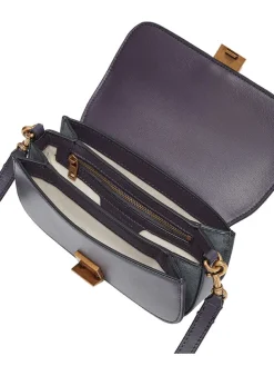 Leder-Umhängetasche in Aubergine - (B)22 x (H)11 x (T)3,5 cm