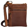 Leder-Umhängetasche in Hellbraun - (B)18 x (H)22 x (T)4 cm