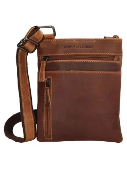 Leder-Umhängetasche in Hellbraun - (B)18 x (H)22 x (T)4 cm