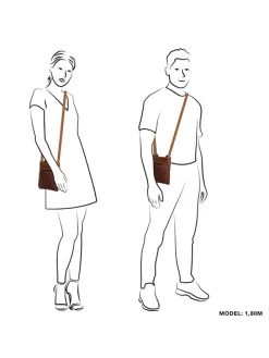 Leder-Umhängetasche in Hellbraun - (B)18 x (H)22 x (T)4 cm