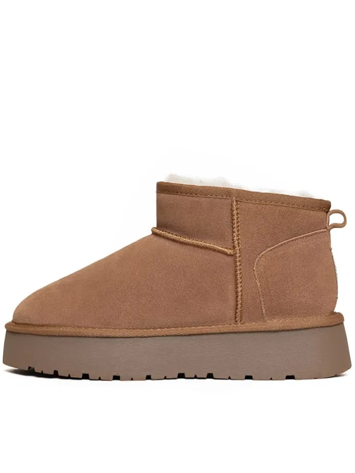 Leder-Winterboots "Mindy" in Hellbraun