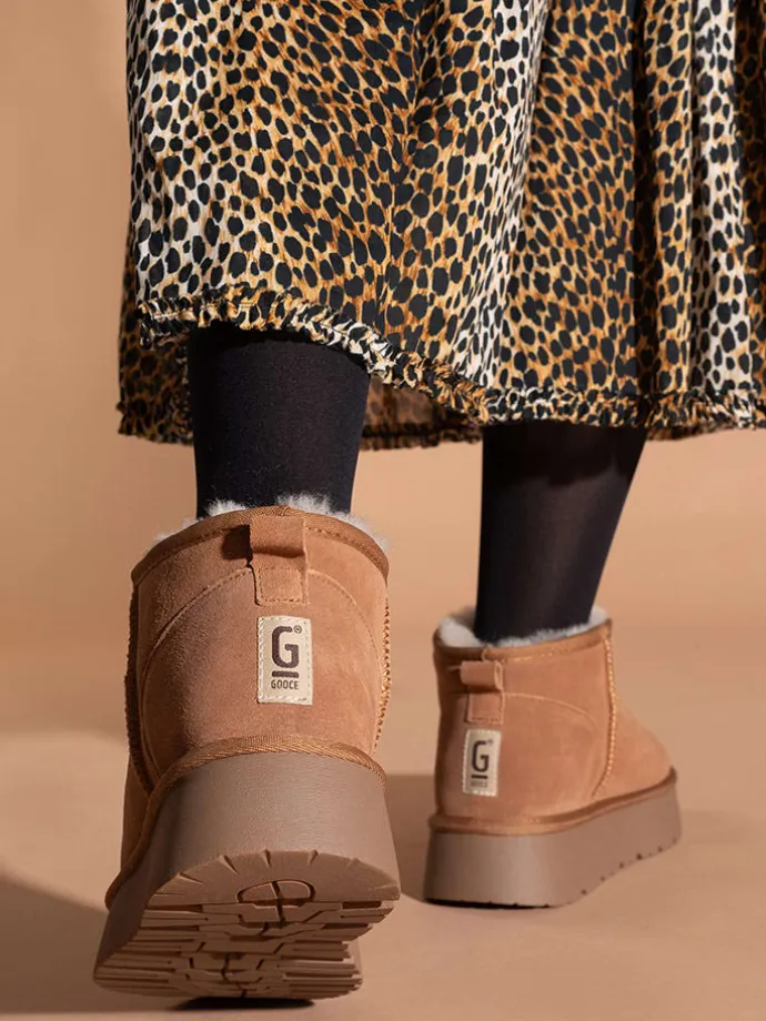 Leder-Winterboots "Mindy" in Hellbraun