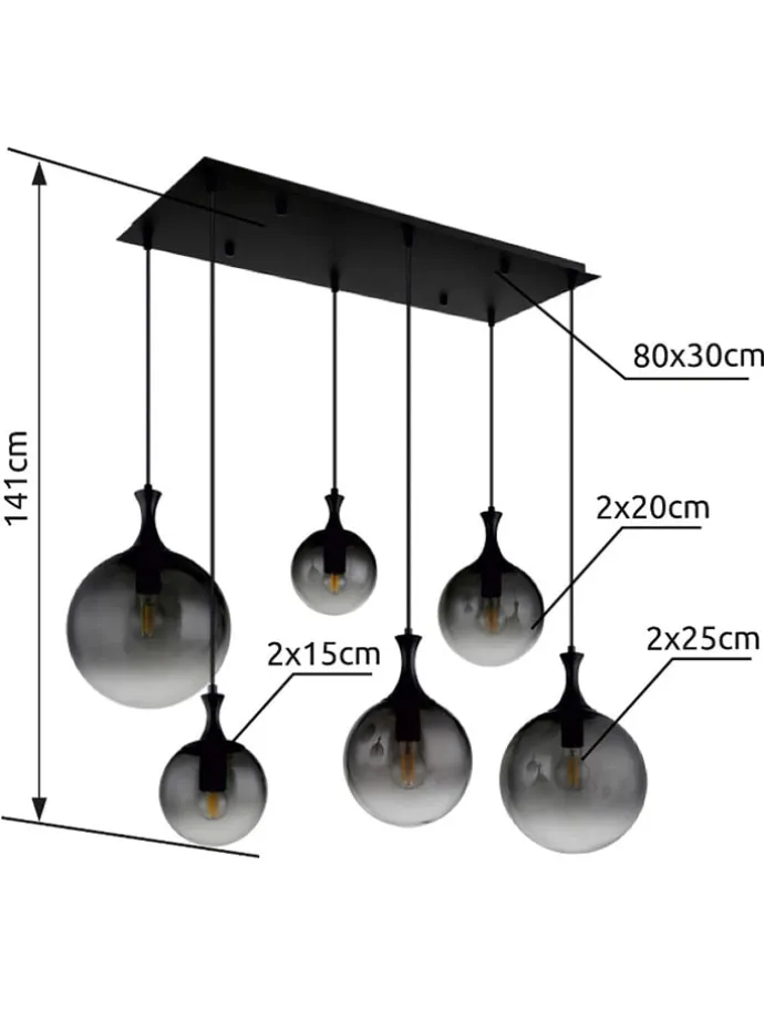 LED-Hängeleuchte "Dalton" in Schwarz - (L)97 x (B)48 x (H)141 cm