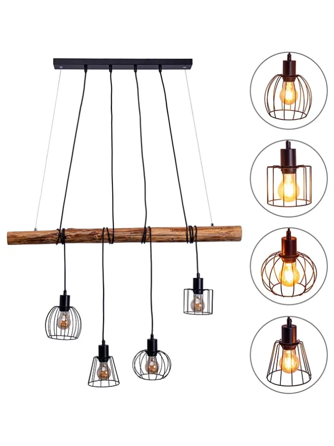 LED-Hängeleuchte "Woodland" in Hellbraun - (B)100 x (H)150 x (T)10 cm