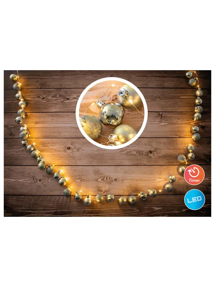 LED-Outdoor-Lichterkette in Gold - (L)250 cm