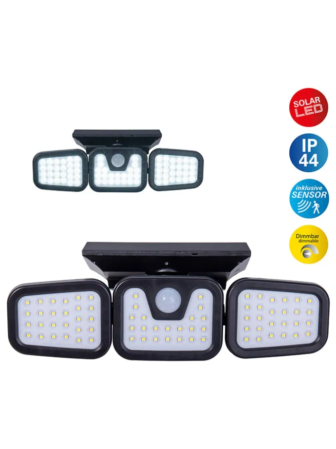 LED-Solar-Außenwandleuchte "Pacita" in Schwarz - (B)28 x (H)13,5 x (T)11 cm