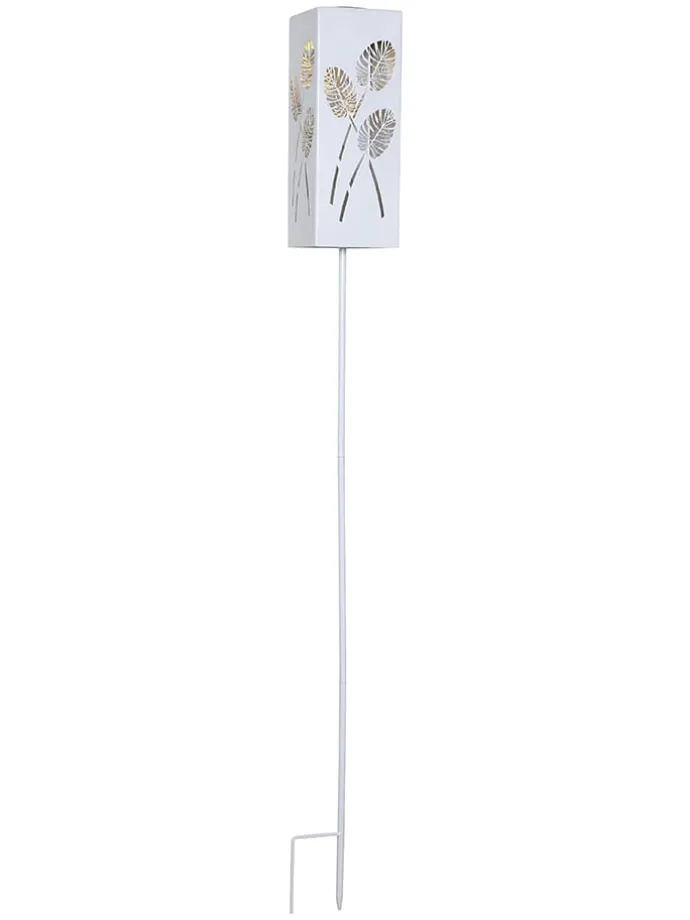LED-Solar-Gartenstecker "Albaleaf" in Weiß - (H)90 cm