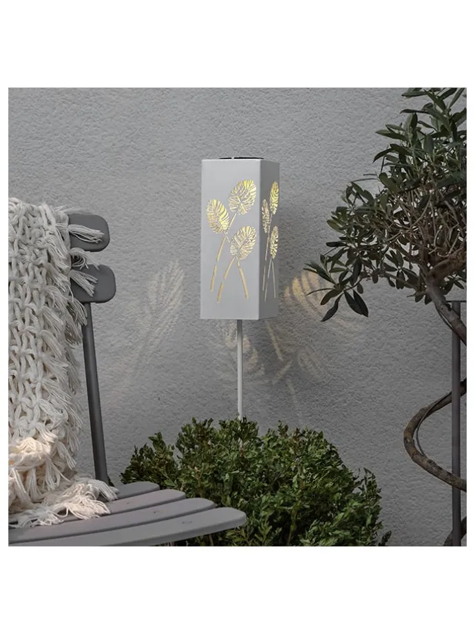 LED-Solar-Gartenstecker "Albaleaf" in Weiß - (H)90 cm