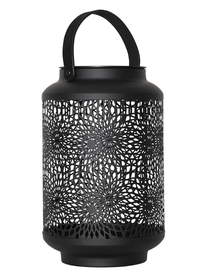 LED-Solar-Laterne "Mandala" in Schwarz - (H)30 x Ø 19 cm