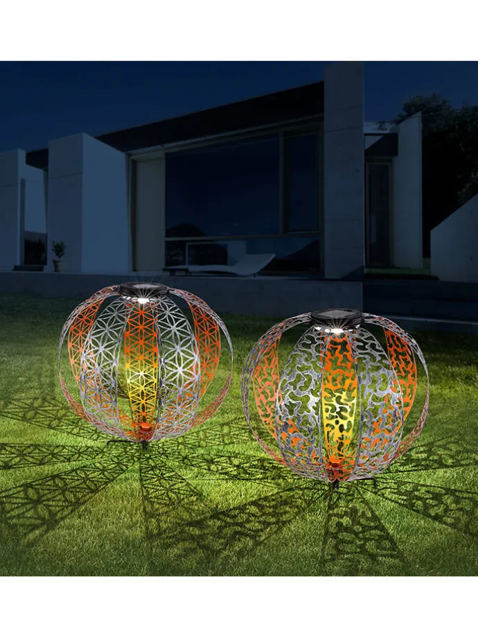 LED-Solarleuchte in Grau - (H)41 x Ø 30 cm