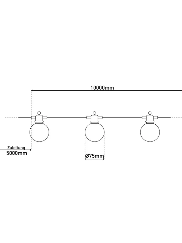 LED-Solar-Lichterkette "Cadena" in Schwarz/ Transparent - (L)1000 cm