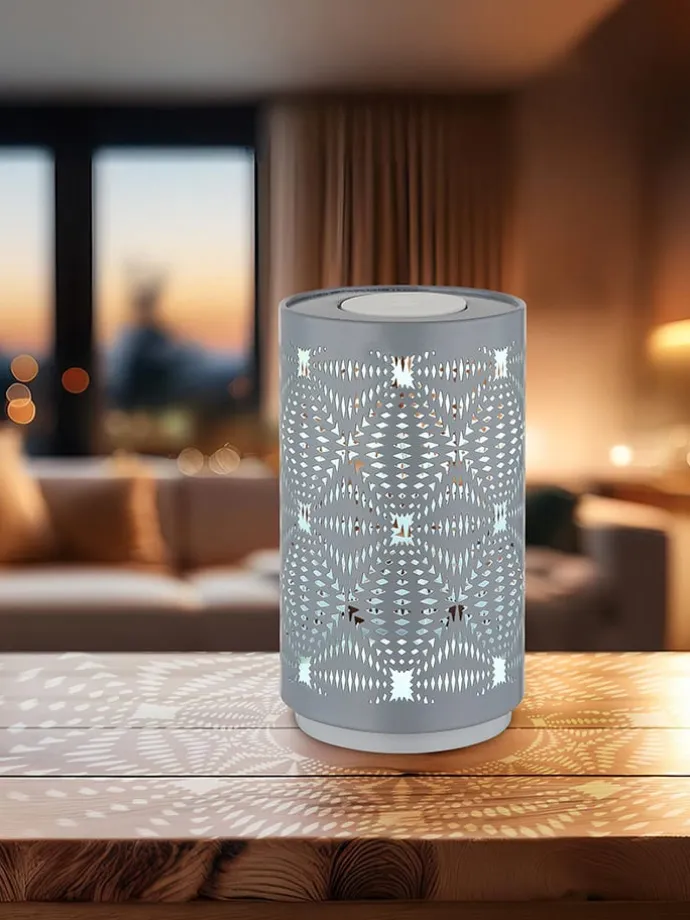 LED-Tischleuchte "Amiyah" in Grau - (H)14 x Ø 8 cm