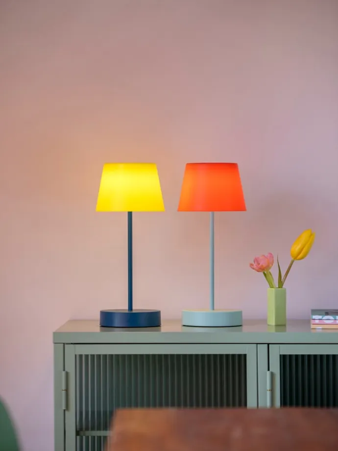 LED-Tischleuchte "Oscar" in Gelb/ Petrol - (H)33,5 x Ø 14,5 cm