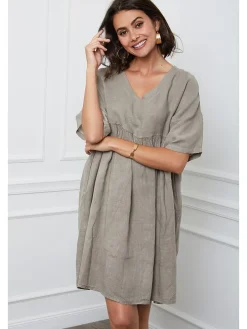 Leinen-Kleid "Etsy" in Taupe