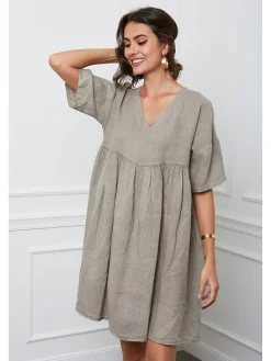 Leinen-Kleid "Etsy" in Taupe