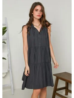 Leinen-Kleid in Anthrazit