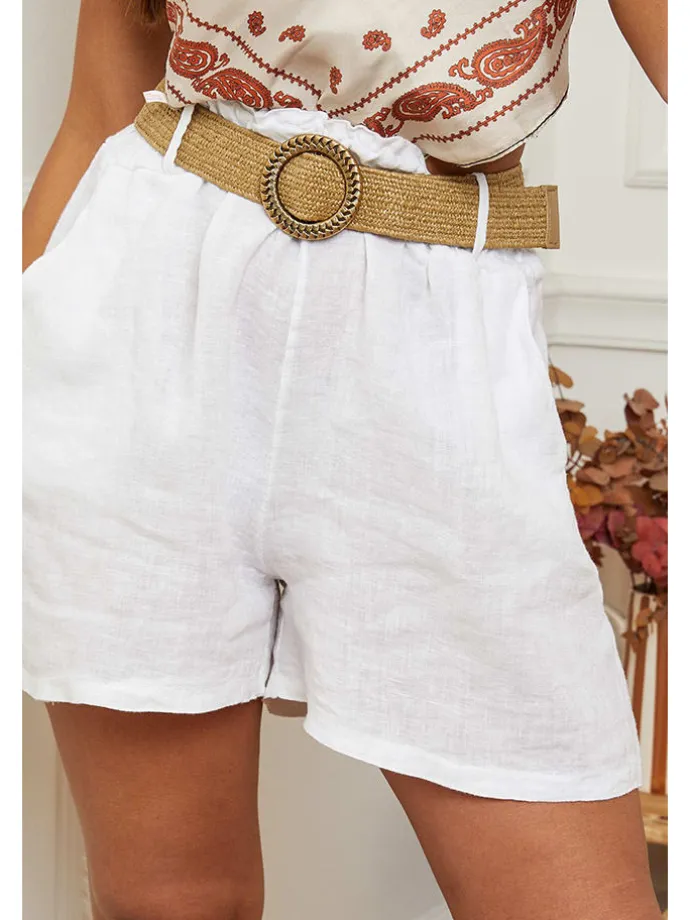 Leinen-Shorts in Weiß