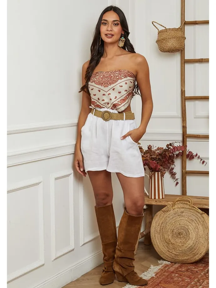 Leinen-Shorts in Weiß