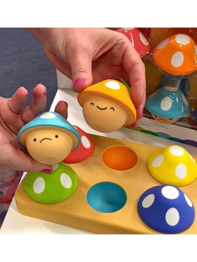 Lernspielzeug ab 1 Jahr mit 6 Pilzen - Farben, Zahlen & Emotionen lernen