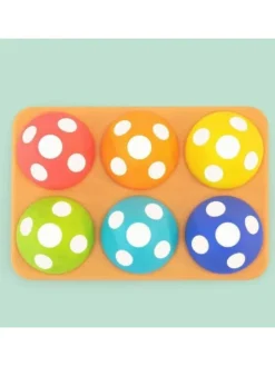Lernspielzeug ab 1 Jahr mit 6 Pilzen - Farben, Zahlen & Emotionen lernen