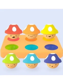 Lernspielzeug ab 1 Jahr mit 6 Pilzen - Farben, Zahlen & Emotionen lernen