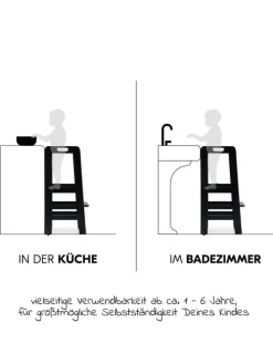 Lernturm / Kinderstuhl für Küche - Learn in schwarz