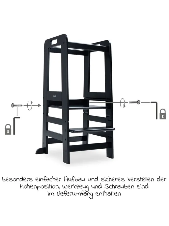 Lernturm / Kinderstuhl für Küche - Learn in schwarz