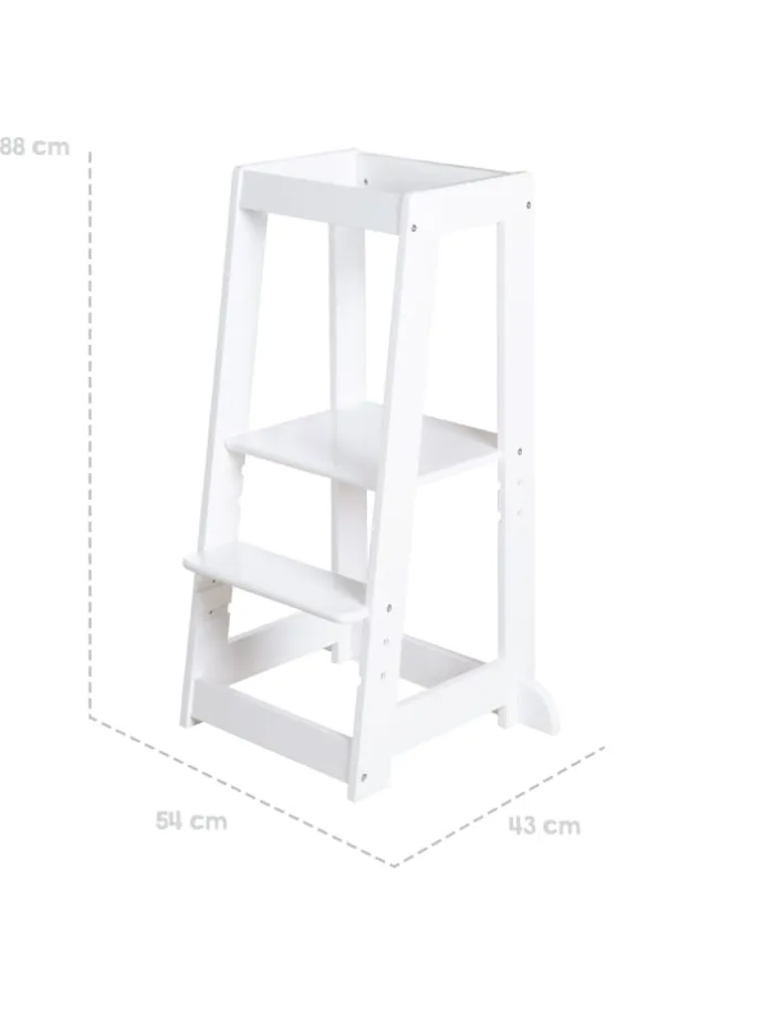 Lernturm Monti Step – sicherer Kinder-Tritthocker aus FSC-Holz - Weiß