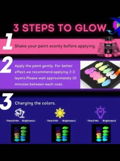 Leuchtfarbe Set 10x Neonfarben fluoreszierend 60ml