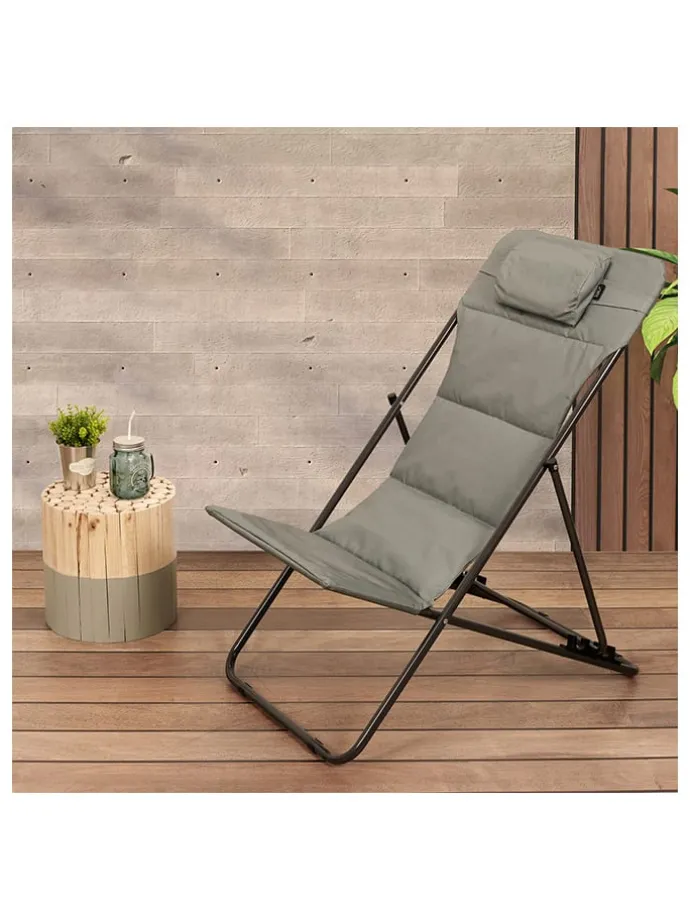 Liegestuhl "Corfou" in Khaki - (B)55 x (H)89 x (T)81 cm
