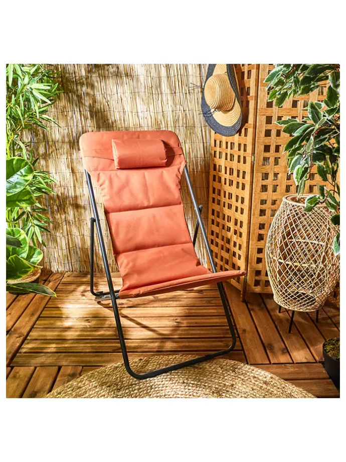 Liegestuhl "Corfou" in Rot - (B)55 x (H)89 x (T)81 cm