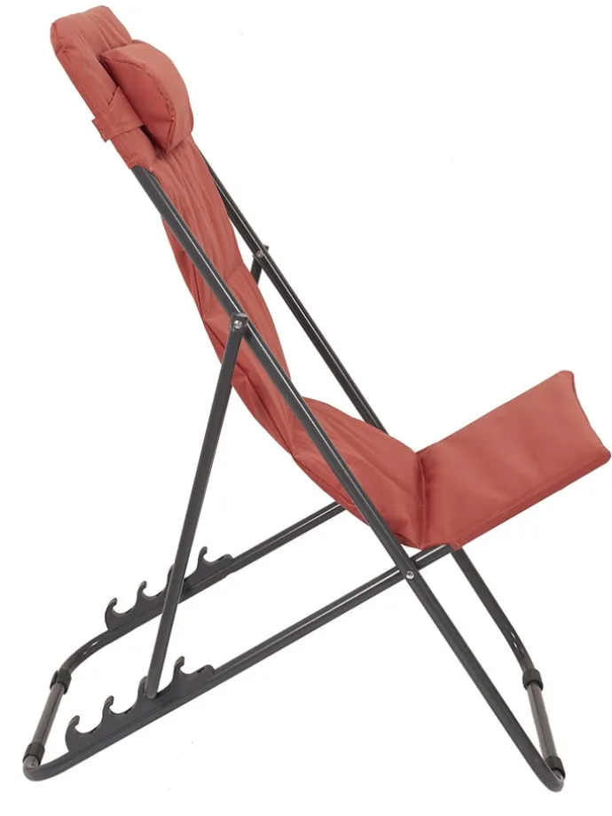 Liegestuhl "Corfou" in Rot - (B)55 x (H)89 x (T)81 cm
