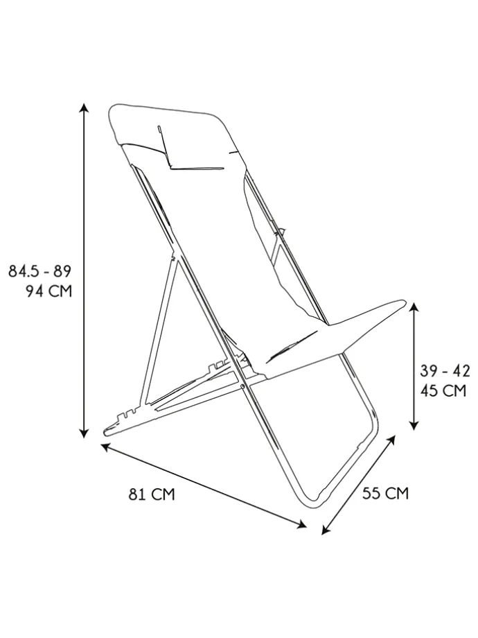 Liegestuhl "Corfou" in Rot - (B)55 x (H)89 x (T)81 cm