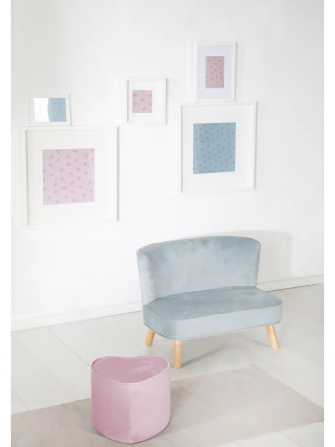Lil Sofa' Herz-Hocker, bequem, Pouf mit Samtstoff Mauve