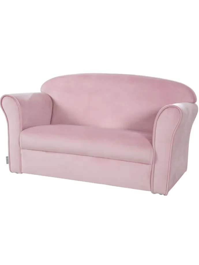 Lil Sofa' Kindercouch mit Armlehnen, Samtstoff Rosa