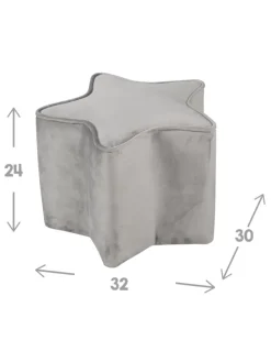 Lil Sofa' Stern-Hocker, bequem, Pouf mit grauem Samtstoff