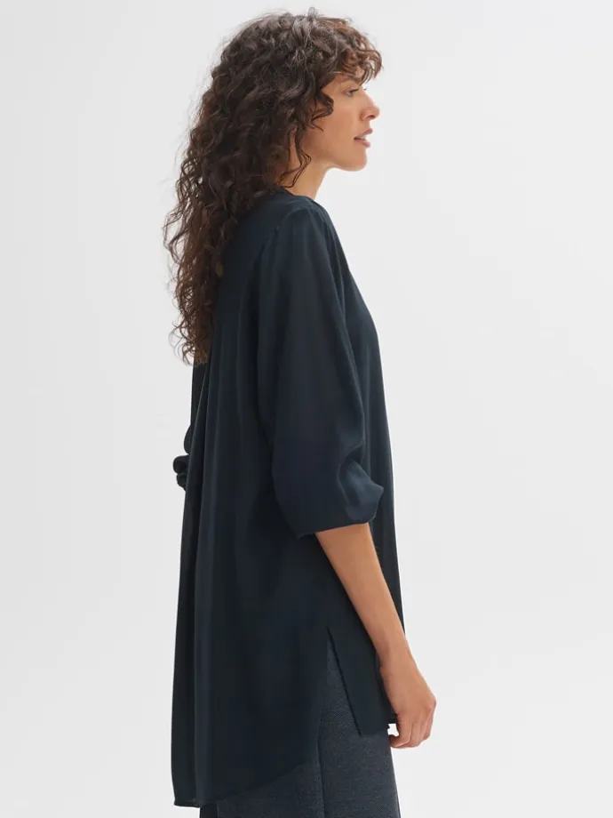 Longbluse "Facura" in Dunkelblau