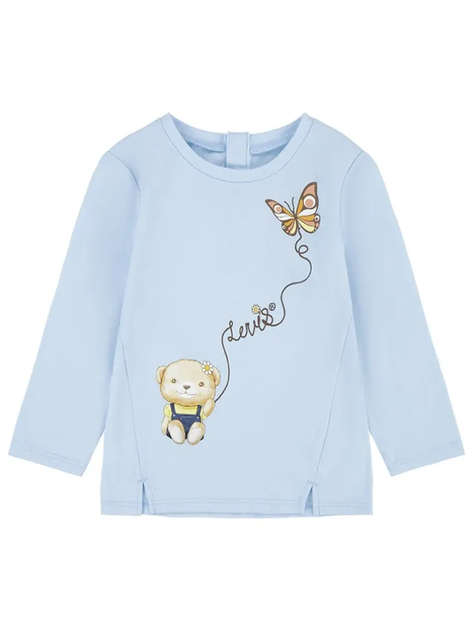 Longsleeve "Bear notched" in Hellblau