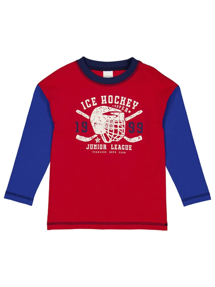 Longsleeve "Ice hockey" in Rot/ Blau