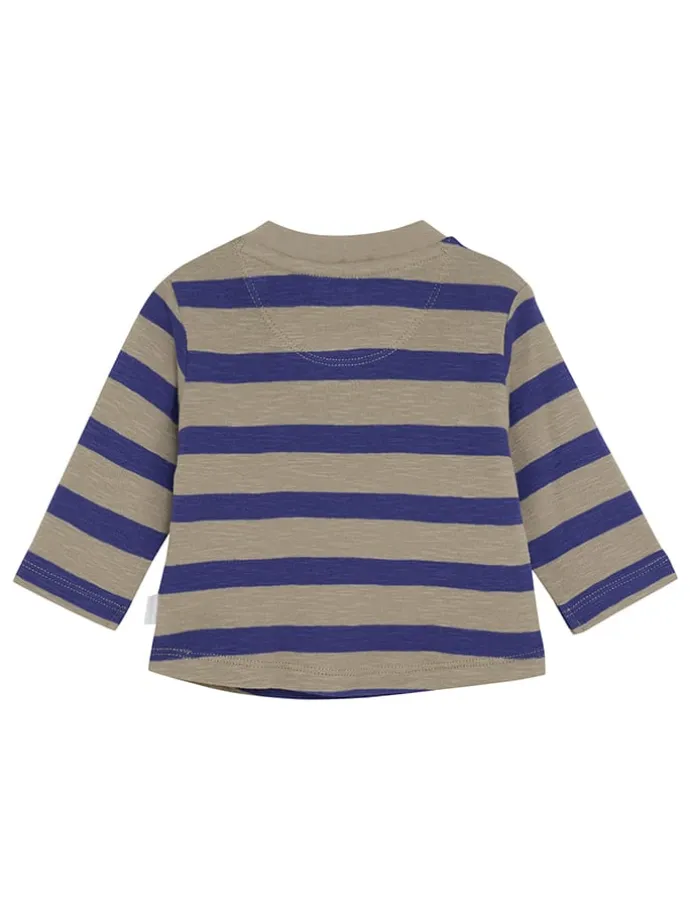 Longsleeve in Beige/ Blau