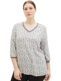 Longsleeve in Grau/ Creme