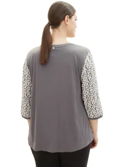 Longsleeve in Grau/ Creme