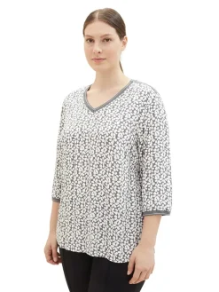 Longsleeve in Grau/ Creme