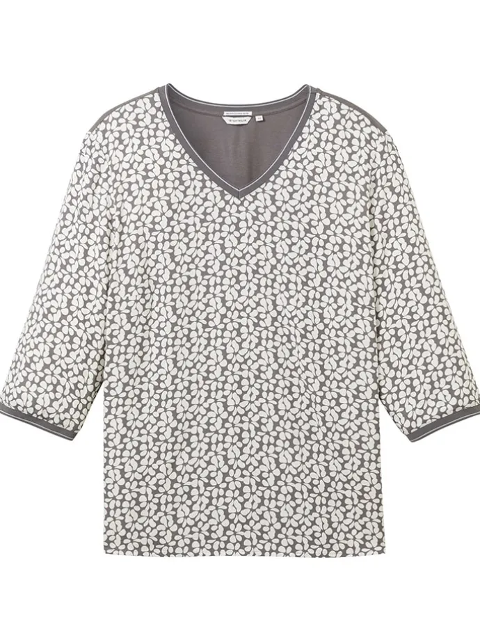 Longsleeve in Grau/ Creme