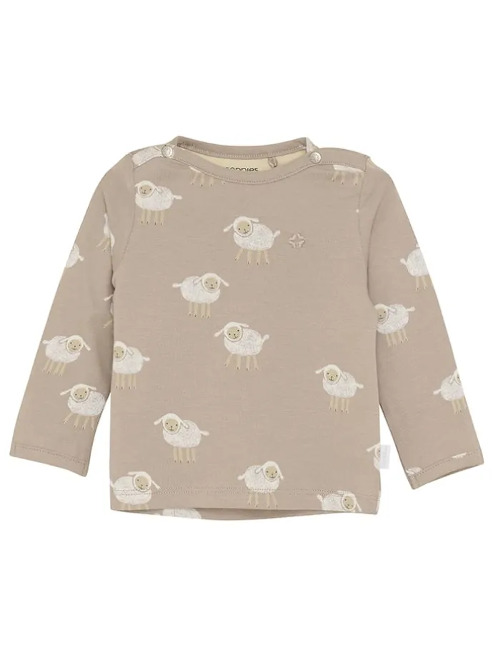 Longsleeve in Hellbraun/ Grau