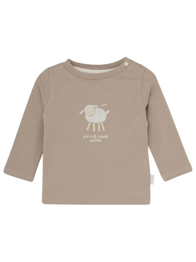 Longsleeve in Hellbraun/ Grau