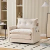 Loungesessel in Beige 360° drehbar mit Armlehnen und Kissen