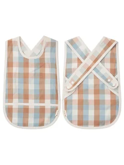 Lätzchen in Hellbraun/ Hellblau - (B)28 x (H)44 cm