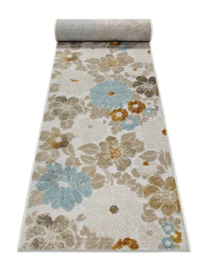 Läufer Beach Flower in beige, hellblau, gelb