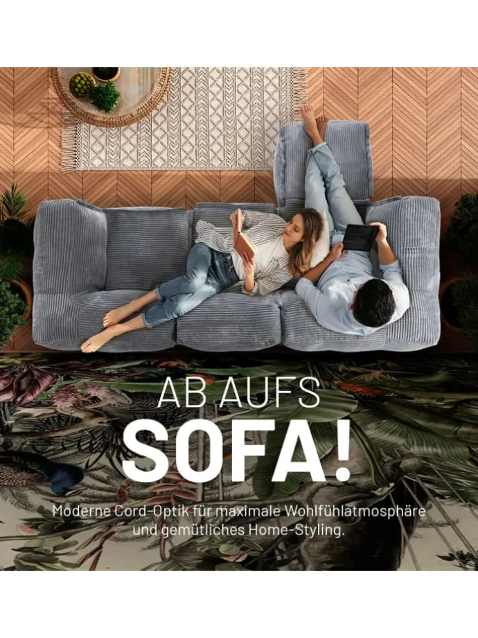 LUMALAND Modulares Basic Set (5-tlg.) aus der Cord-Reihe - Bezug soft & waschbar